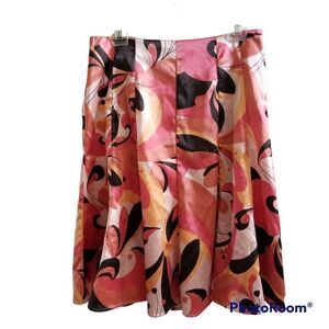 Apt. 9 Stretch Silk-Look Fully Lined Skirt Size 6 Peach and Brown - Beautiful!